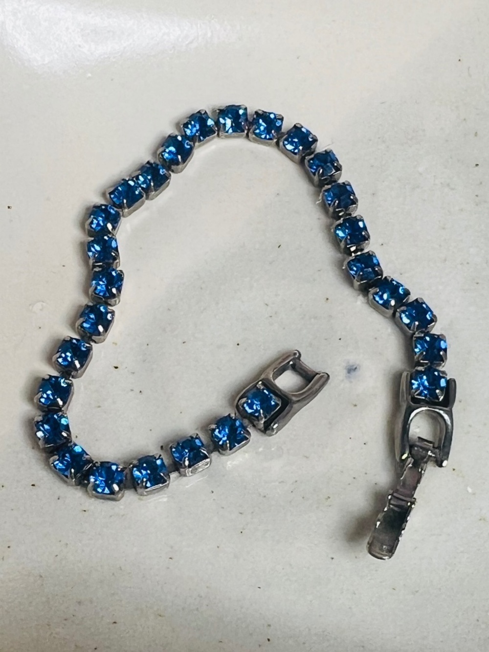 Vintage 1980s Fiorucci Cobalt Rhinestone Tennis Bracelet, NYC Club Kid Jewelry